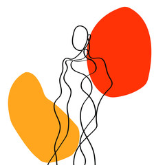 Abstract Woman Continuous line drawing, wall art, wall decoration, women body line art, beautiful wallpaper