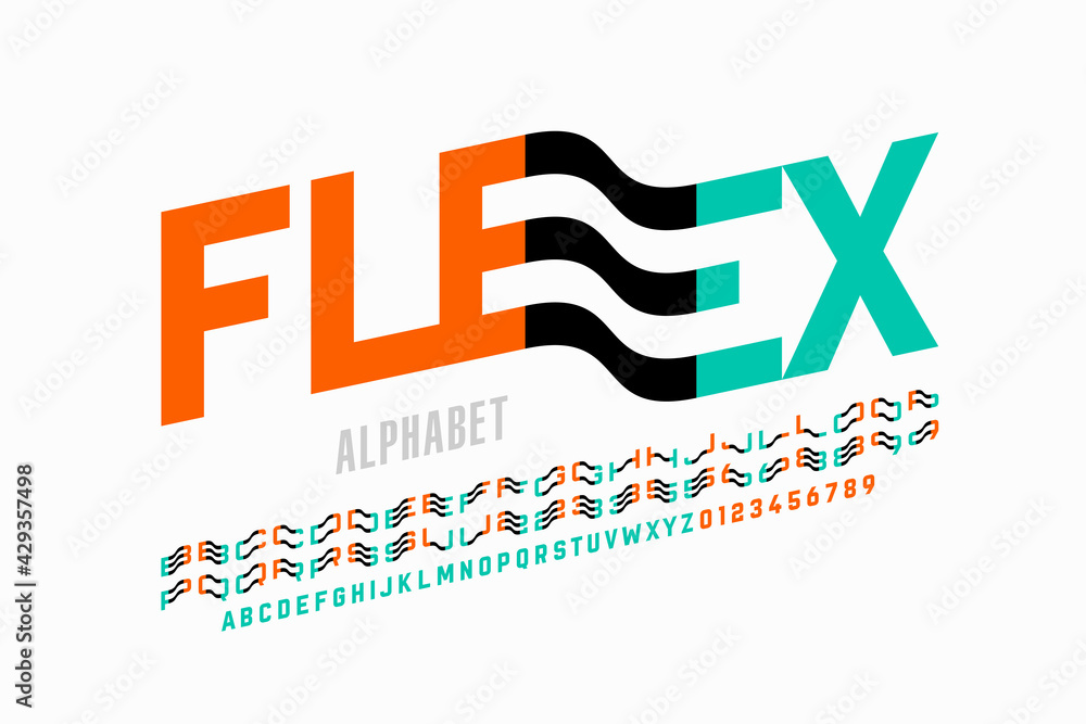 Fototapete modern font design with some alternate letters, alphabet and numbers