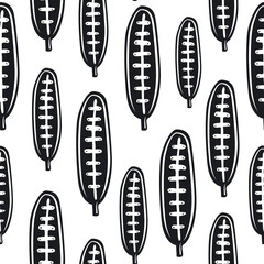black and white floral seamless pattern, endless repeatable plant texture, vector illustration background