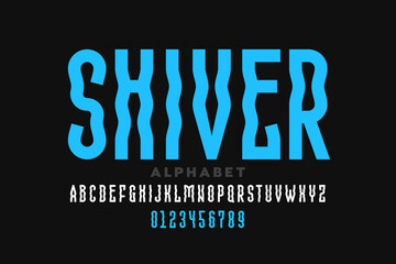 Shiver style font design, alphabet letters and numbers - obrazy, fototapety, plakaty