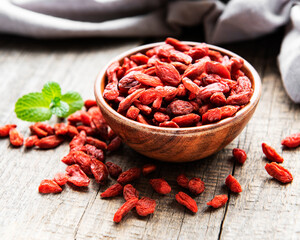Dry red goji berries for a healthy diet.