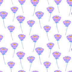 cute floral seamless pattern, endless repeatable plants texture in soft pastel colors, vector illustration background