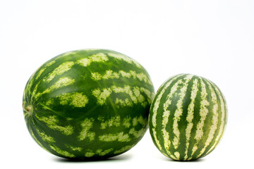 Whole watermelon on white background