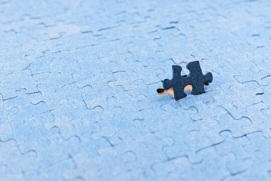 Puzzle with one missing piece. Problem solving concept
