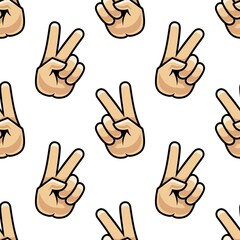 A sign of peace. Gesture V victory or peace sign in color, patriotic sign, seamless background