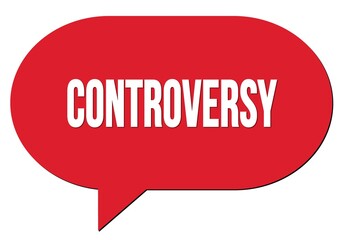 CONTROVERSY text written in a red speech bubble