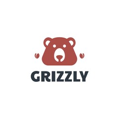 Vector Logo Illustration Grizzly Simple Mascot Style.