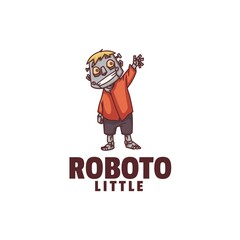 Vector Logo Illustration Robot Mascot Cartoon Style.