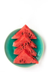 Slice of watermelon on white background