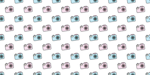 Camera, photography seamless repeat pattern vector background