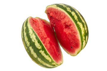 Two halves of broken watermelon 