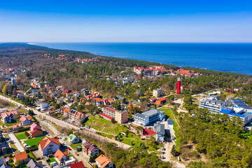 Aerial view of the Krynica Morska town on the Vistula Spit. Poland