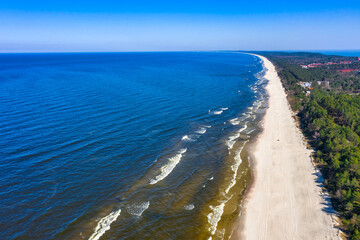 Beautiful beach of the Baltic Sea in Krynica Morska, Poland