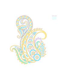 Fototapeta na wymiar Paisley Vector Pattern. Floral Isolated Asian Illustration