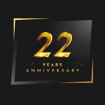 22nd anniversary celebration logotype with handwriting golden color elegant design isolated on black background. vector anniversary for celebration, invitation card, and greeting card.