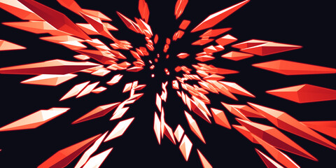 ZOOM design explosion Of sharp lines and triangular light 3d illustration
