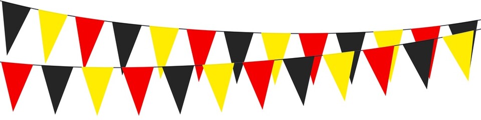 Garlands with the colors of Belgium on a white background 