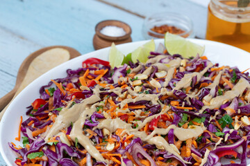 Making Vegetarian Red Cabbage Salad and Quinoa Salad