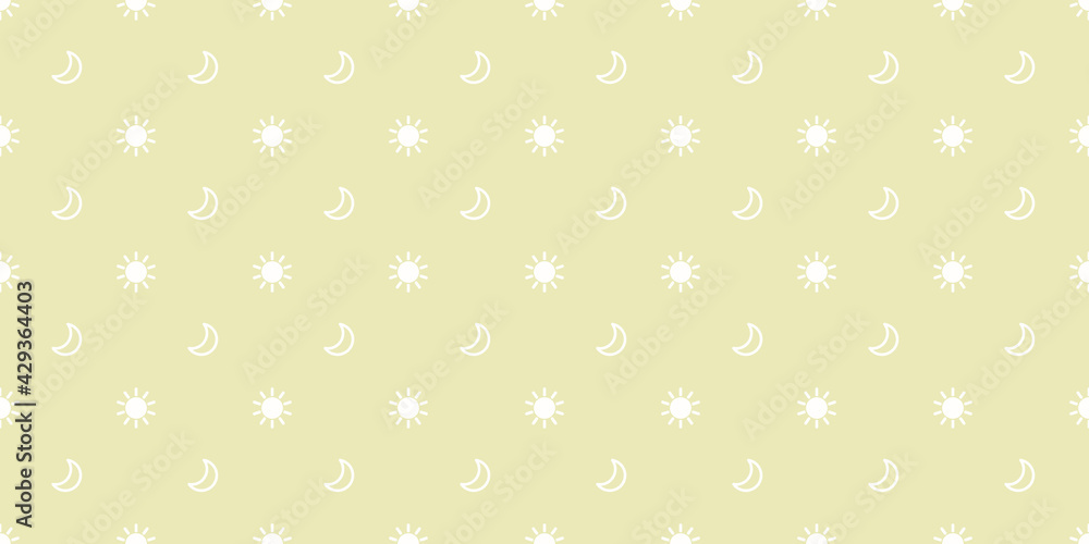 Poster yellow sun and moon seamless repeat pattern vector background