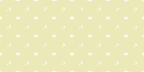 Yellow sun and moon seamless repeat pattern vector background