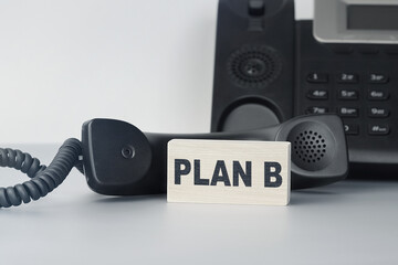 Closeup of the wooden block with text - PLAN B