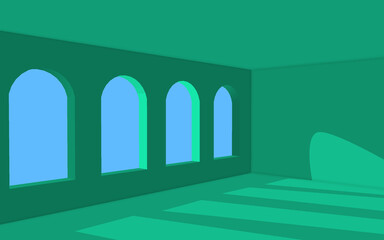 Empty room with window and shadows vector illustration.