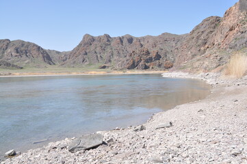 The Ili River in Kazakhstan in early spring