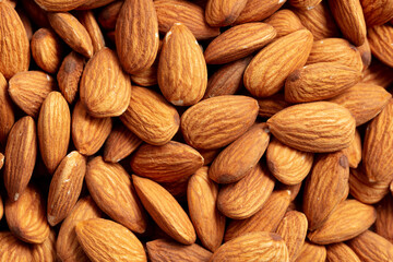 Close up of almond nuts as background.