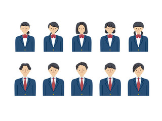 シンプルアイコンセット：学生男女B（主線なし）