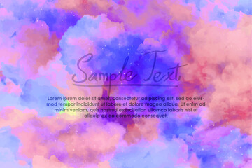 Hand-painted watercolor sky and clouds, abstract watercolor background, vector illustration