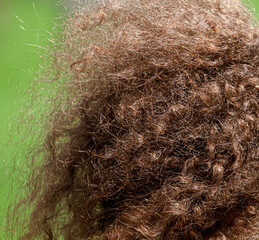 Curly hair on the head of a girl