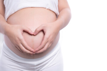 Pregnancy woman preparation and expectation and hands holding pregnant belly