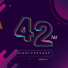 42 years anniversary logo, vector design birthday celebration with colorful geometric background and circles shape.