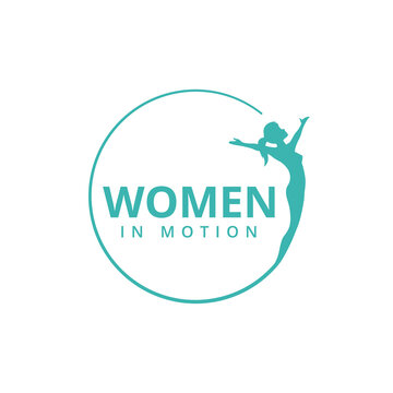 Woman in motion logo design. Vector element.