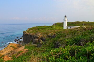 Fototapeta na wymiar View of Chilaibi Lighthouse, near Chisingtan Scenic Area, located at Hualien, eastern Taiwan
