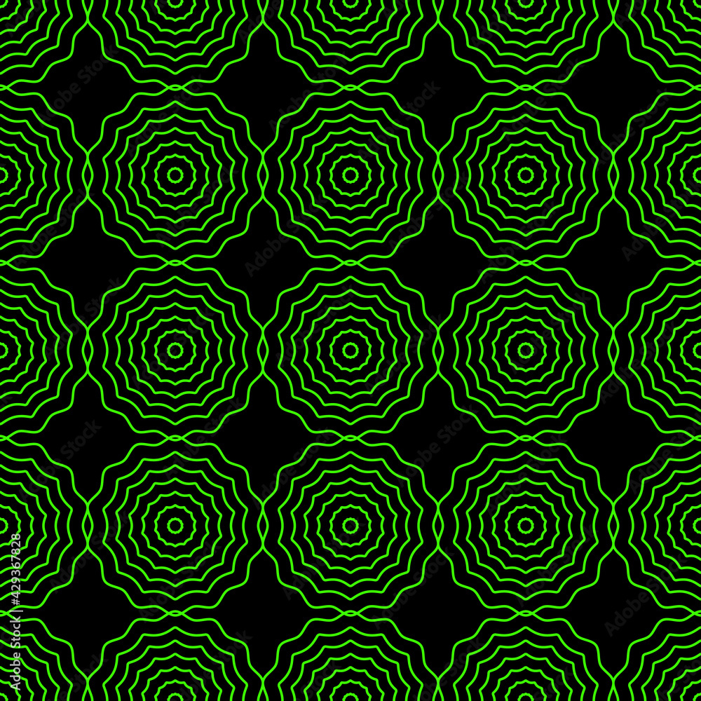 Poster Green web ornament. Vector same shapes in one.