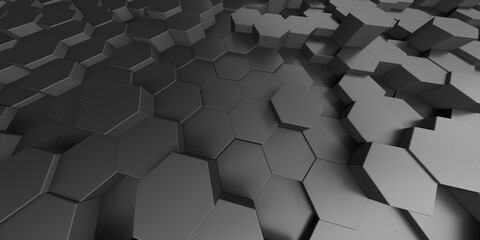 Fototapeta na wymiar Futuristic technology concept. Hexagon shapes surface