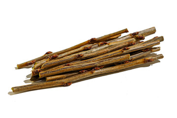 cut currant twigs close-up on a white background