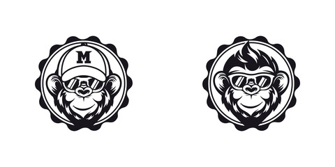 Monkey mascot logo design illustration 