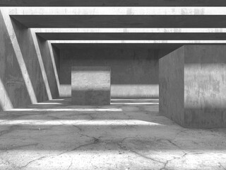 Fototapeta premium Abstract architecture background. Empty rough concrete interior