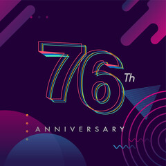 76 years anniversary logo, vector design birthday celebration with colorful geometric background and circles shape.