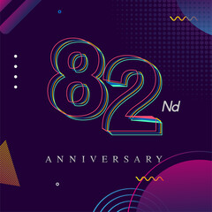 82 years anniversary logo, vector design birthday celebration with colorful geometric background and circles shape.