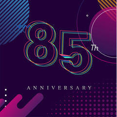 85 years anniversary logo, vector design birthday celebration with colorful geometric background and circles shape.