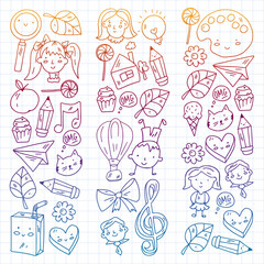 Creativity and imagination. Vector illustration. Children education.