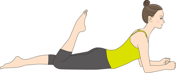 Pilates, pose illustration, single leg kick