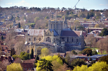 View of the  Winchester cathedral from top of the hill