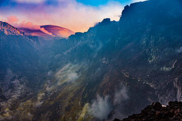 Inside the top crater of Mt Etna - the highest active volcano in Europe 