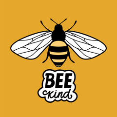 Vector cute bee illustration in flat style. Cartoon flying honey bee character isolated on white background. Funny and positive quote, pun or phrase.