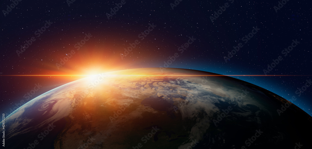 Poster planet earth with a spectacular sunset 