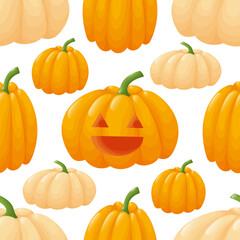 Seamless pattern with pumpkins.